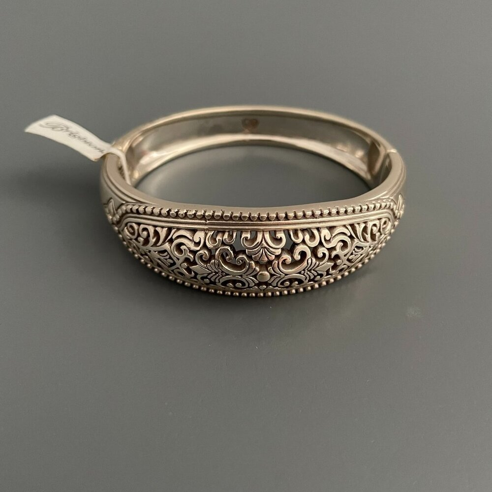 Brighton NEW Monte Cristo Hinged Bangle Silver Bracelet Collectible NWT Diatrita